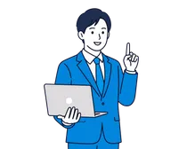 ノートパソコンを持つ営業担当者